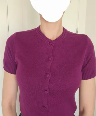 Cardigan Zara Punto Manga Corta Morado