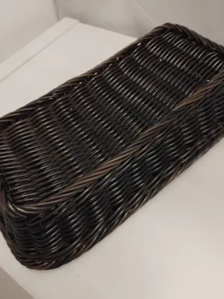 Cesta mimbre multiusos 32x16x8 cm negra/marrón