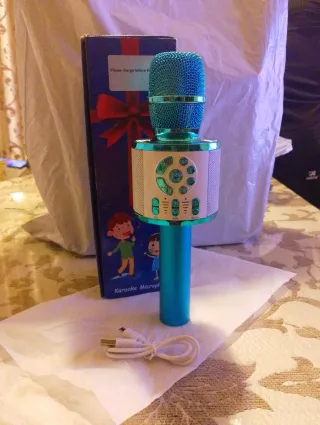 Micrófono Karaoke Azul y Plateado