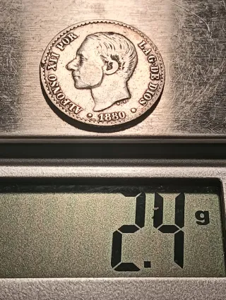 Moneda Plata 50 Céntimos Alfonso XII 1880