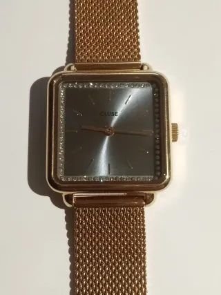 Reloj Cluse La Tetragone Mujer Malla Dorada