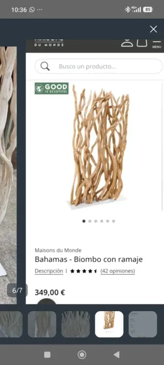 Biombo Ramaje Madera Natural MAISONS DU MONDE