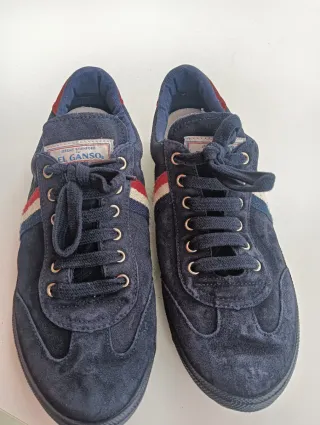 Zapatillas El Ganso Piel Azul/Rojo