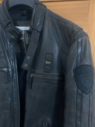 Blauer Giubbino Moto Vera Pelle Tg XXL