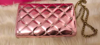 Borsa Pinko rosa metallizzata con strass