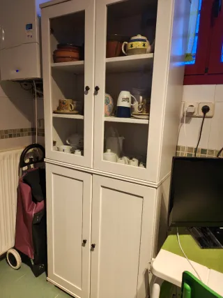 Vitrina de madera con puertas de cristal