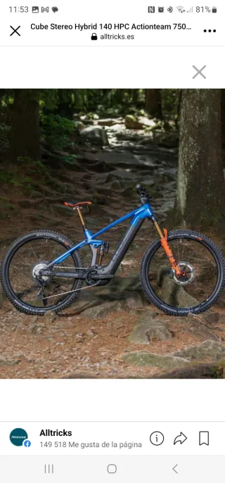 Bicicleta Eléctrica Cube 800Wh