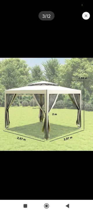Carpa Desmontable Jardín Beige y Negra