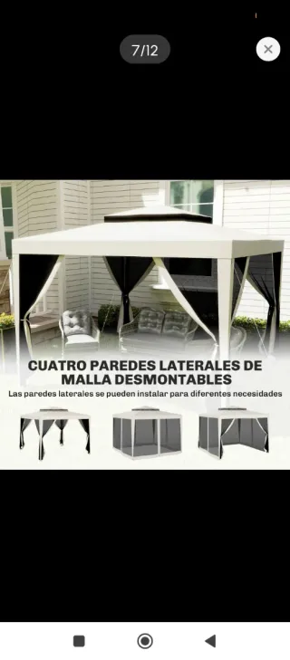 Carpa Desmontable Jardín Beige y Negra