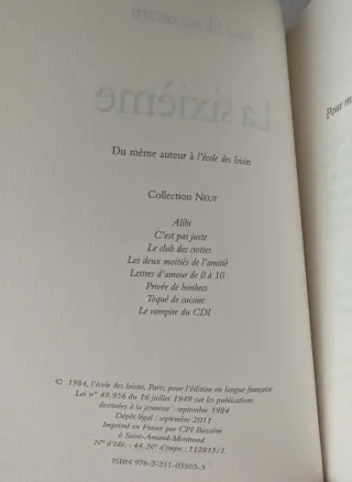 La sixième - Susie Morgenstern