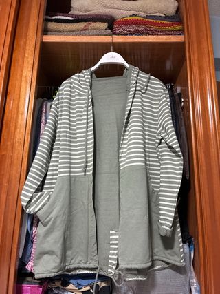 Chaqueta larga rayas estilo náutico 97%  algodón