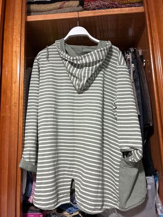 Chaqueta larga rayas estilo náutico 97%  algodón