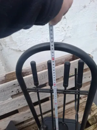 Leñero metal y útiles chimenea