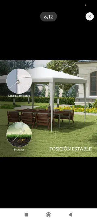 Carpa desmontable jardín metal blanca