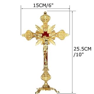 26CM CRUZ DE MESA DORADA CON FIGURA DE JESÚS