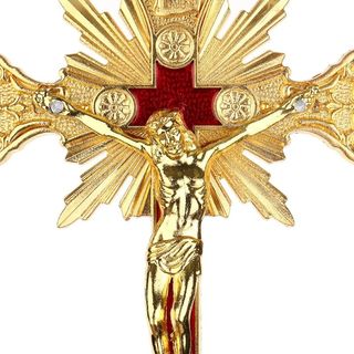26CM CRUZ DE MESA DORADA CON FIGURA DE JESÚS