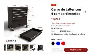 Carro Taller Arebos 4 Compartimentos
