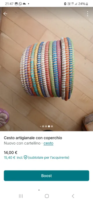 Cesto artigianale intrecciato