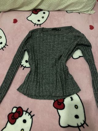 Camiseta bershka Gris Manga Larga Mujer