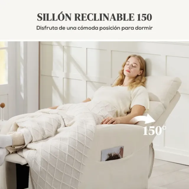 Sillón reclinable beige tela