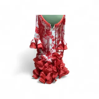 Traje de Flamenca Rojo y Blanco T-42-44