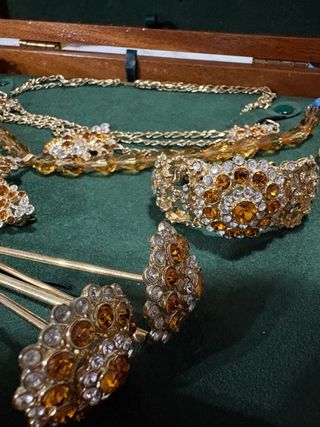 Conjunto Joyas Aderezo Cristal Ámbar