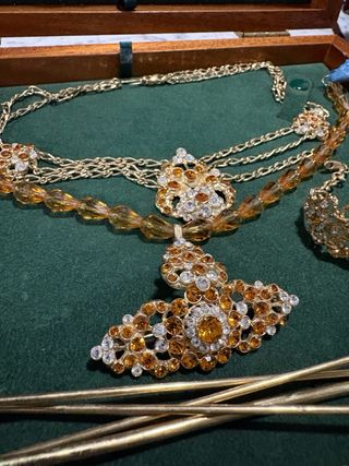 Conjunto Joyas Aderezo Cristal Ámbar