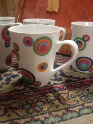 Set 5 Tazze Ceramica Cerchi Colorati