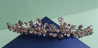 Tiara de novia plateada con cristales,Mikey London