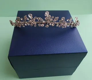 Tiara de novia plateada con cristales,Mikey London