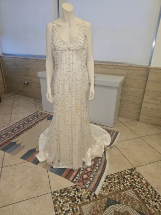 Abito da sposa scintillante bianco e argento