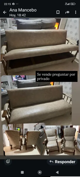 Sofá y 2 Balancines Beige/Marrón