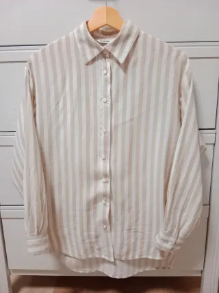 Camisa Stradivarius Talla XS Rayas Beige