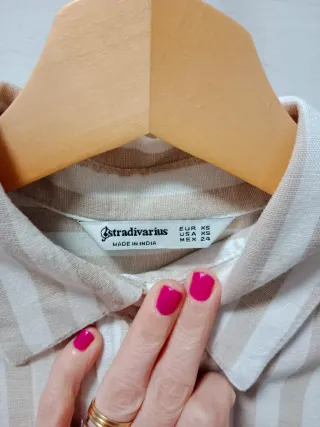 Camisa Stradivarius Talla XS Rayas Beige