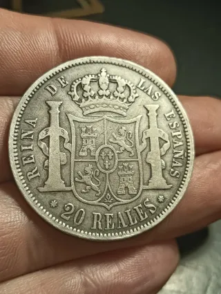 Moneda Plata 20 Reales 1855 Reina de las Españas
