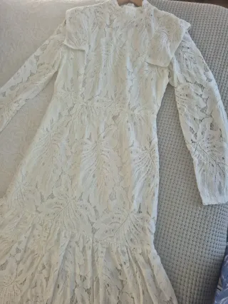 Vestido blanco largo midi para evento sin usar