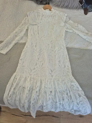 Vestido blanco largo midi para evento sin usar