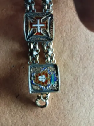 Pulsera Antigua creo  Plata Baño Dorado