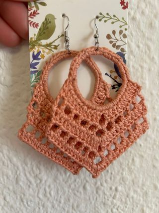 Pendientes macramé coral hechos a mano