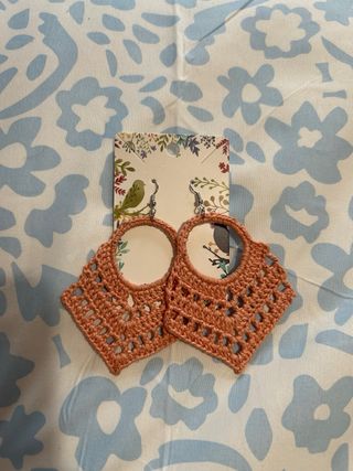 Pendientes macramé coral hechos a mano