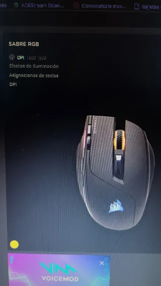 Ratón Gaming Corsair Sabre RGB Negro/Amarillo