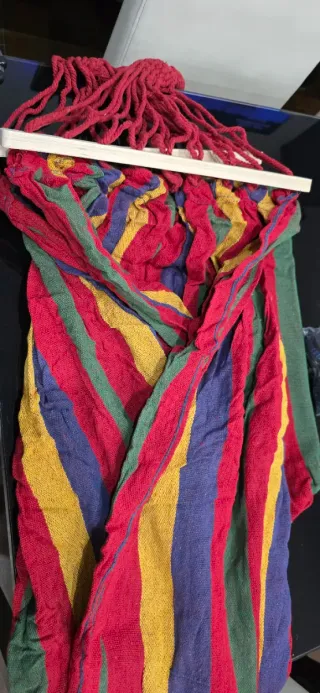 Hamaca Lona Rayas Colores + Accesorios