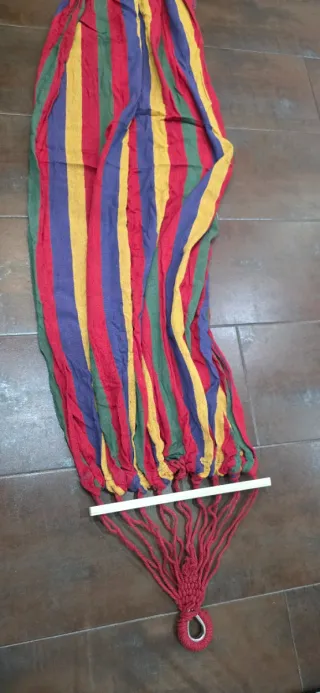 Hamaca Lona Rayas Colores + Accesorios