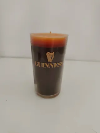 Vela Guinness Vidrio Marrón Naranja