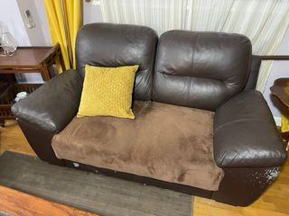 2 Sofás de Piel Marrón 2 Plazas