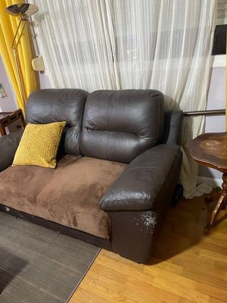 2 Sofás de Piel Marrón 2 Plazas