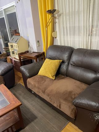 2 Sofás de Piel Marrón 2 Plazas