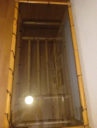 Mesa bambú y cristal