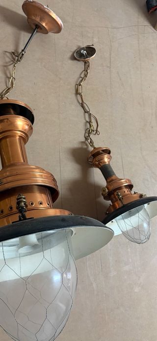 Lote 7 lámparas industriales antiguas + 1 grande