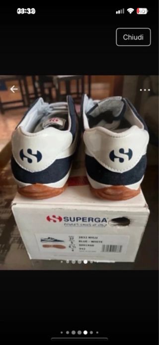 Superga Scarpe Sportive Unisex Blu/Bianco Tg 37